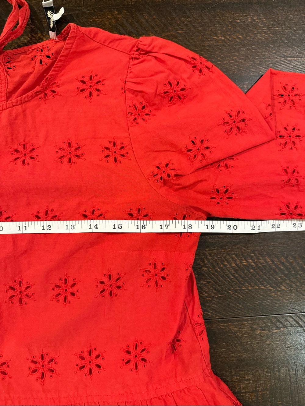 Madewell Eyelet Keyhole Peplum Top Red Cotton Blouse Medium - Picture 8 of 11
